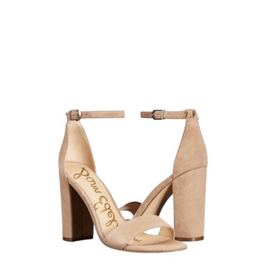 Sam Edelman Yaro Beige Tan Neutral‎ Suede Leather Block Heel Sandals